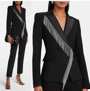 NEW Veronica Beard Deckay Jacket Rhinestone Fringe Sz 6 No Size Tag SAMPLE Item